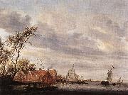 River Scene with Farmstead a RUYSDAEL, Salomon van